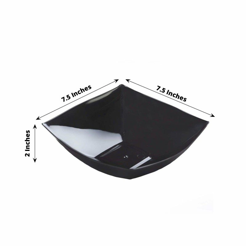 4 Pack Black Square Plastic Serving Bowls, Disposable Serving Dishes 32oz  |   Servingwares Disposable Plates Black