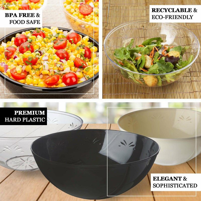 4 Pack Clear Plastic Salad Bowls, Medium Disposable Serving Dishes 32oz  |   Dessert Dishes & Snack Bowls Dessert Dishes & Snack Bowls Clear