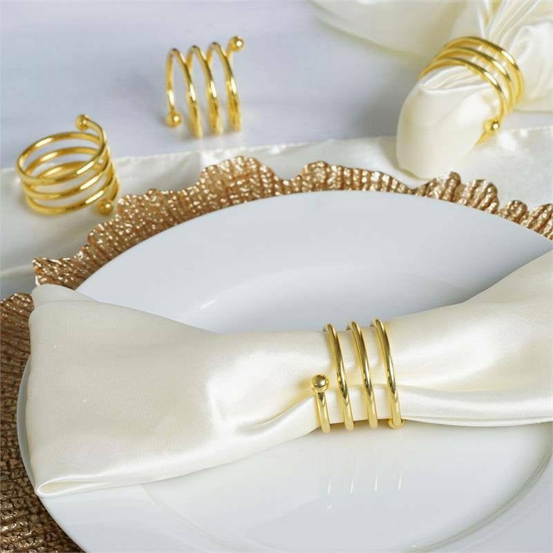 4 Pack Gold Plated Spiral Aluminum Napkin Rings  |   Napkin Rings Cloth Napkins Gold