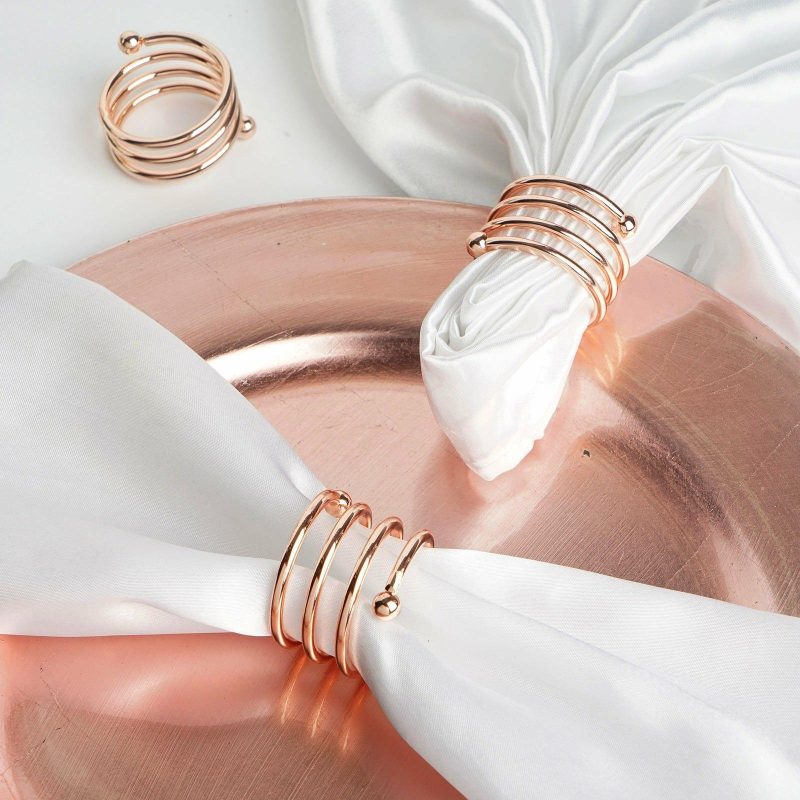 4 Pack Rose Gold Plated Spiral Aluminum Napkin Rings  |   Napkin Rings Cloth Napkins Napkin Rings