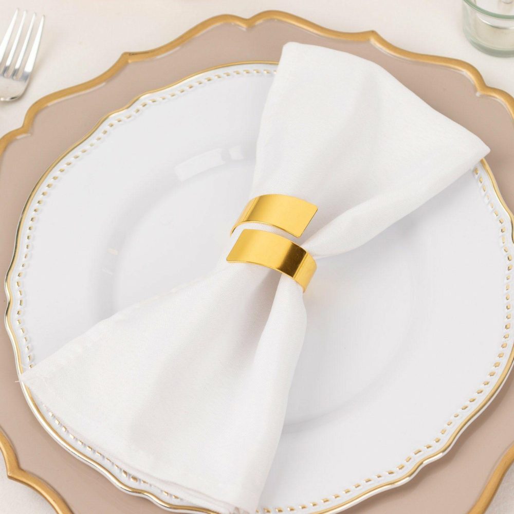 4 Pack Shiny Gold Metal Scroll Wrap Cuff Band Napkin Rings, Decorative Swirl Serviette Buckle Napkin Holders  |   Napkin Rings Cloth Napkins Napkin Rings