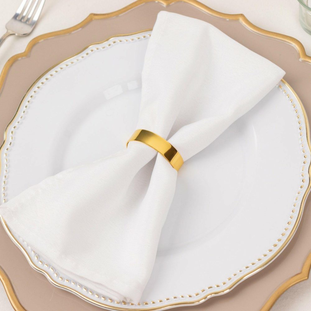 4 Pack Shiny Gold Metal Semicircle Napkin Rings, D-Shaped Serviette Buckle Napkin Holders 2″  |   Napkin Rings Cloth Napkins Napkin Rings