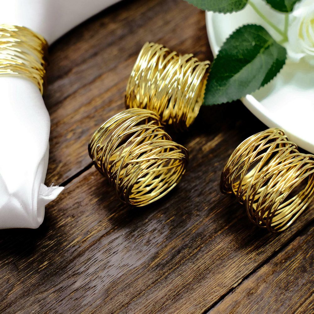 4 Pack Shiny Gold Metal Wire Paper or Cloth Linen Napkin Rings  |   Napkin Rings Cloth Napkins Napkin Rings