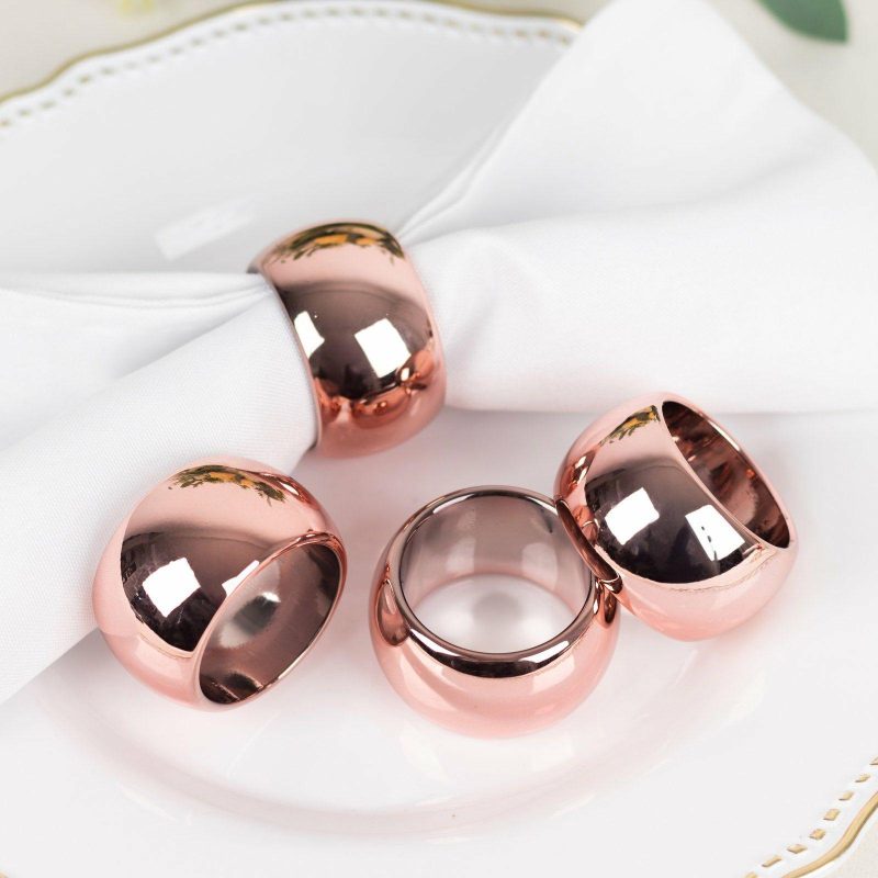 4 Pack Shiny Metallic Rose Gold Acrylic Napkin Rings  |   Napkin Rings Cloth Napkins Napkin Rings