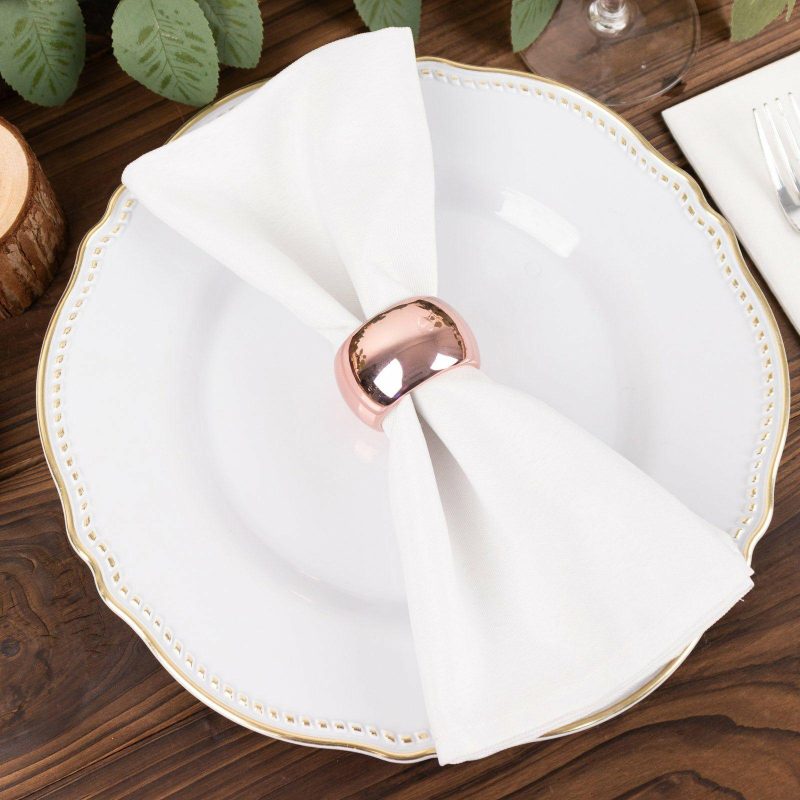 4 Pack Shiny Metallic Rose Gold Acrylic Napkin Rings  |   Napkin Rings Cloth Napkins Napkin Rings