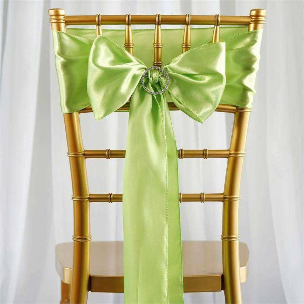 5 Pack Apple Green Satin Chair Sashes 6″x106″  |   Satin & Taffeta Chair Sashes Apple green