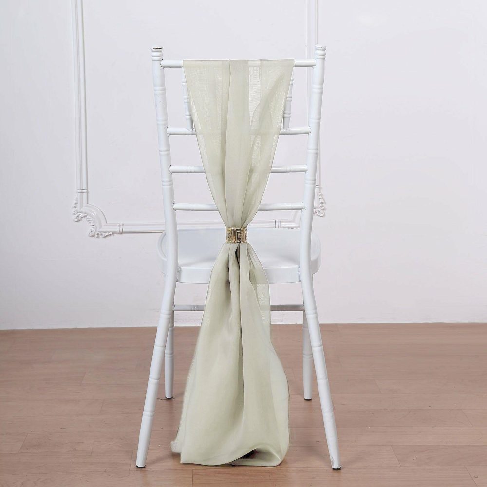 5 Pack Beige DIY Premium Designer Chiffon Chair Sashes 22″ x 78″  |   Organza & Chiffon Chair Sashes Beige