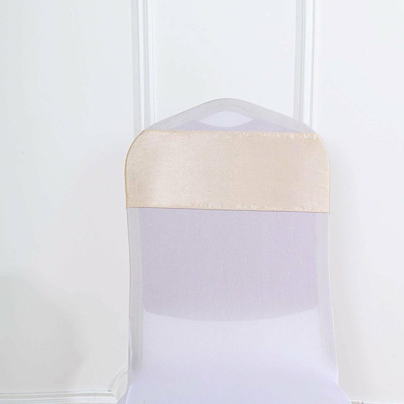 5 Pack Beige Satin Chair Sashes 6″x106″  |   Satin & Taffeta Chair Sashes Beige