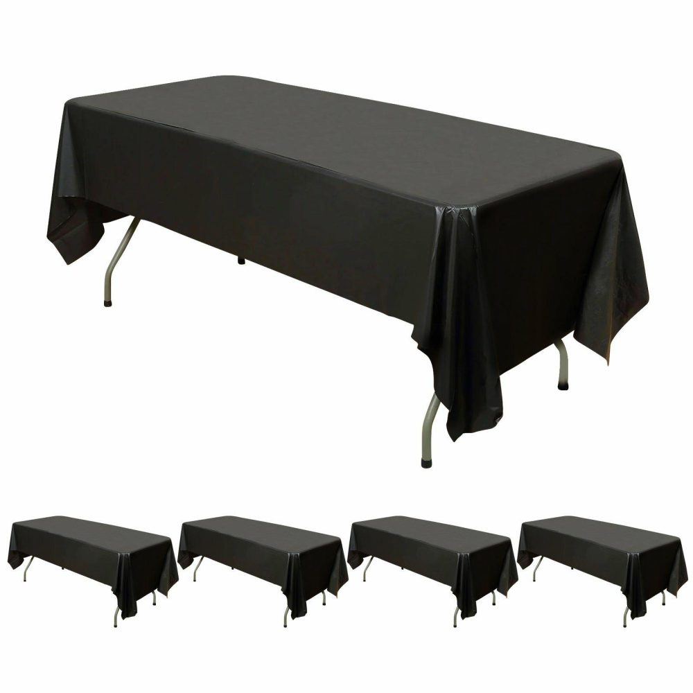 5 Pack Black Rectangle Plastic Table Covers, 54″x108″ PVC Waterproof Disposable Tablecloths  |   Disposable Tablecloth Disposable Tablecloth Black