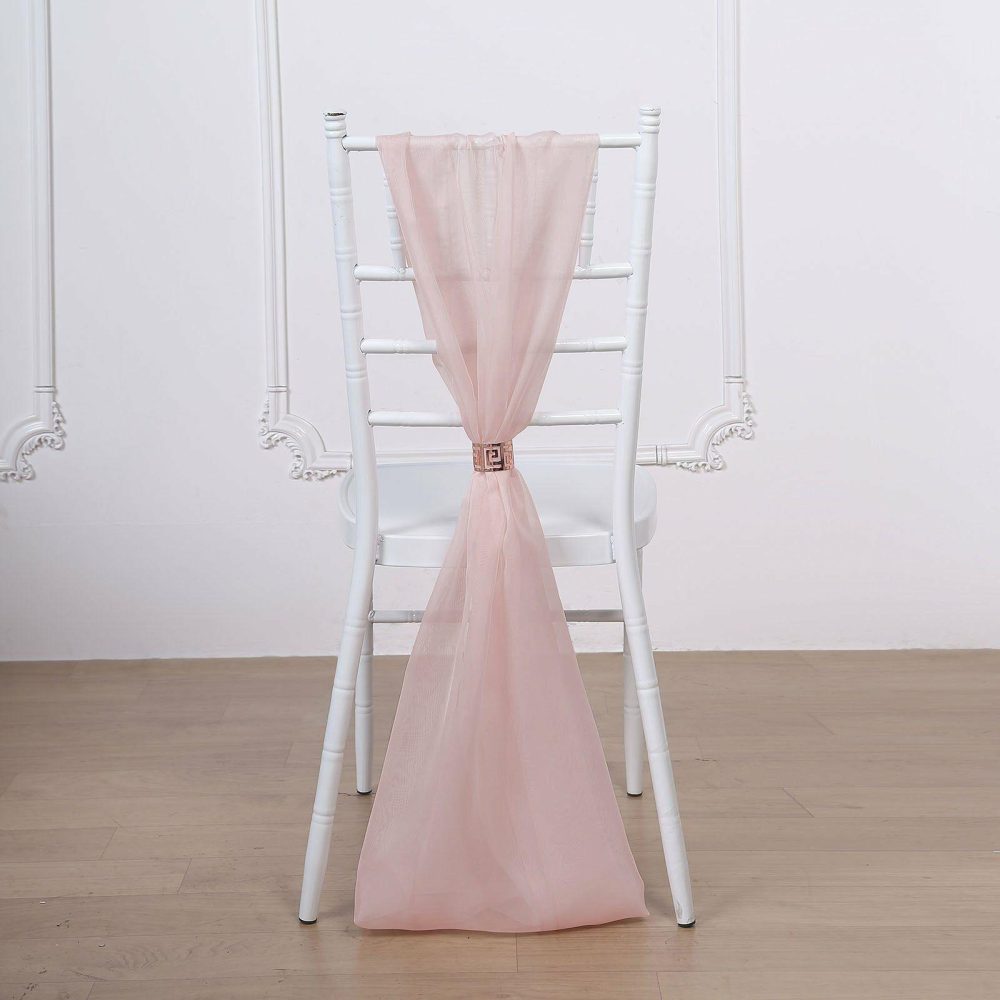 5 Pack Blush DIY Premium Designer Chiffon Chair Sashes – 22″x78″  |   Organza & Chiffon Chair Sashes Blush