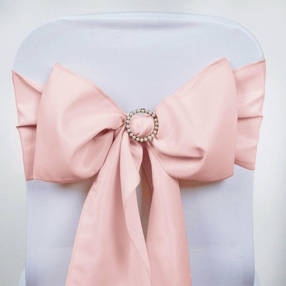 5 Pack Blush Polyester Chair Sashes 6″x108″  |   Polyester Chair Sashes Blush