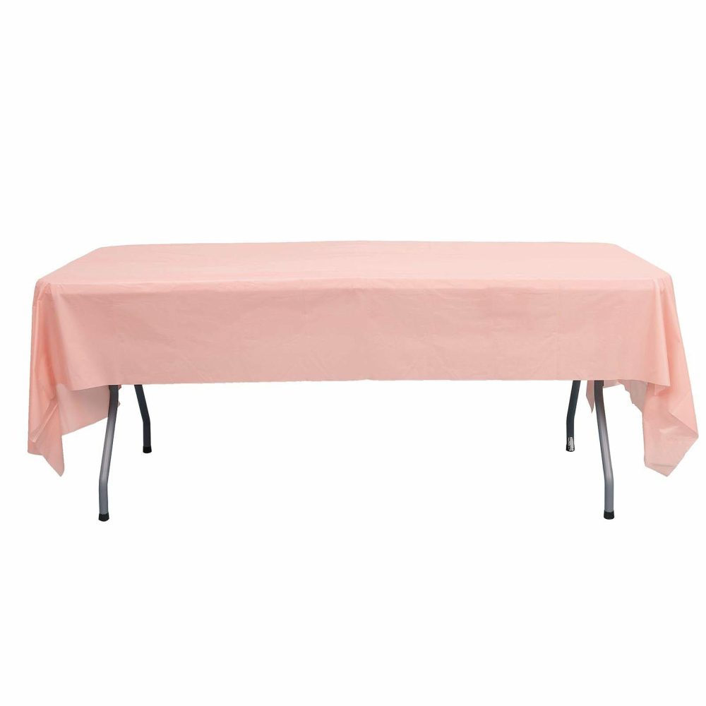 5 Pack Blush Rectangle Plastic Table Covers, 54″x108″ PVC Waterproof Disposable Tablecloths  |   Disposable Tablecloth Disposable Tablecloth Blush