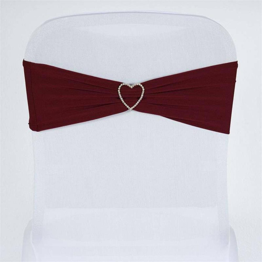 5 Pack Burgundy Spandex Stretch Chair Sashes Bands Heavy Duty with Two Ply Spandex – 5″x12″  |   Spandex Fitted Chair Sashes Burgundy