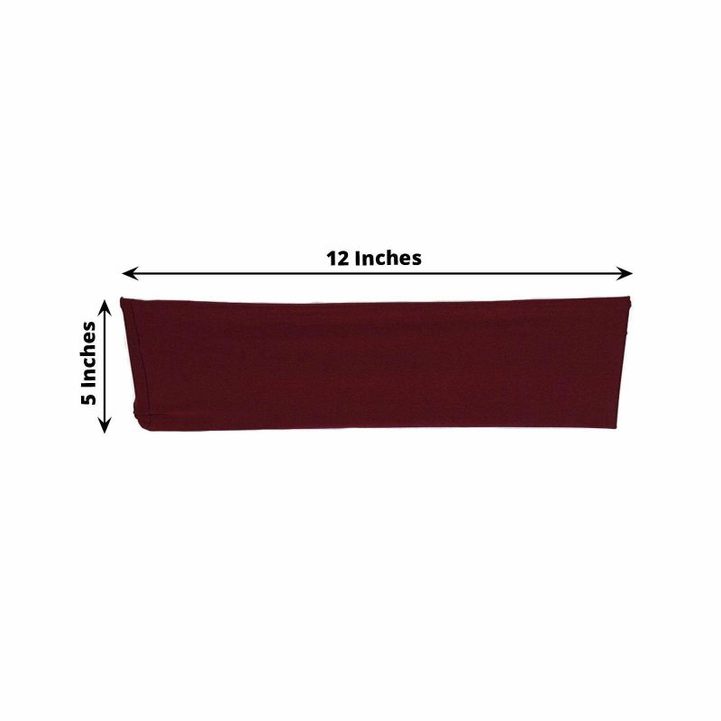 5 Pack Burgundy Spandex Stretch Chair Sashes Bands Heavy Duty with Two Ply Spandex – 5″x12″  |   Spandex Fitted Chair Sashes Burgundy