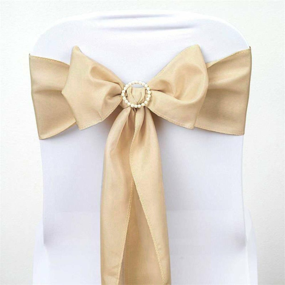 5 Pack Champagne Polyester Chair Sashes 6″x108″  |   Polyester Chair Sashes Champagne