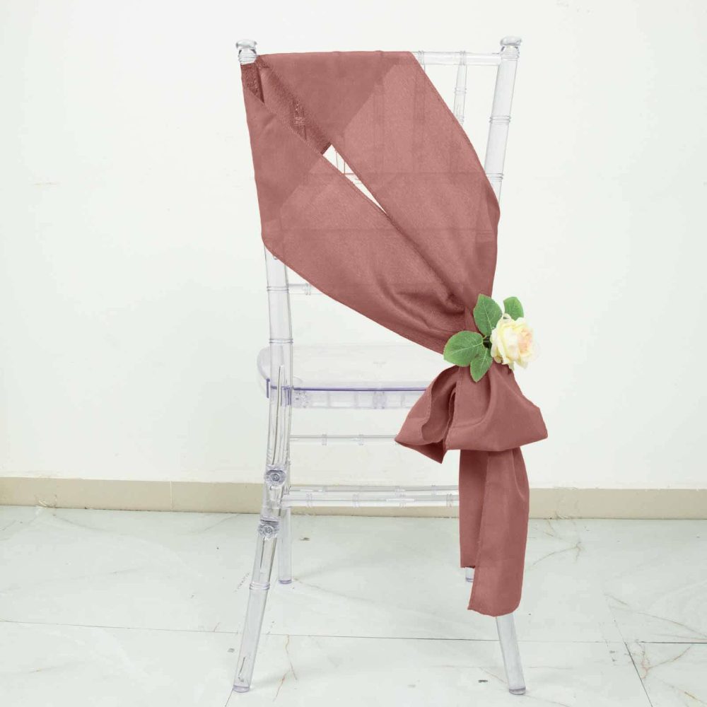 5 Pack Cinnamon Rose Polyester Chair Sashes 6″x108″  |   Polyester Chair Sashes Cinnamon Rose