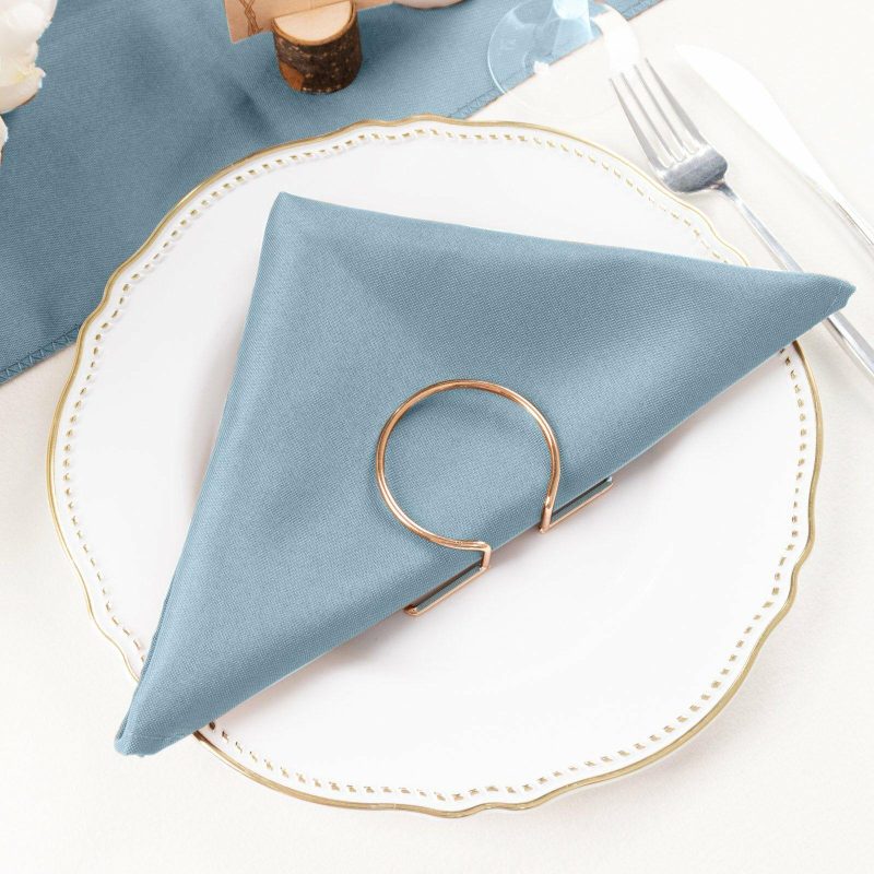 5 Pack Dusty Blue Seamless Cloth Dinner Napkins, Reusable Linen 20″x20″  |   Polyester Cloth Napkins Dusty Blue