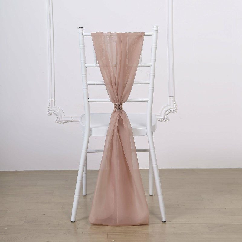 5 Pack Dusty Rose DIY Premium Designer Chiffon Chair Sashes 22″ x 78″  |   Organza & Chiffon Chair Sashes Dusty rose