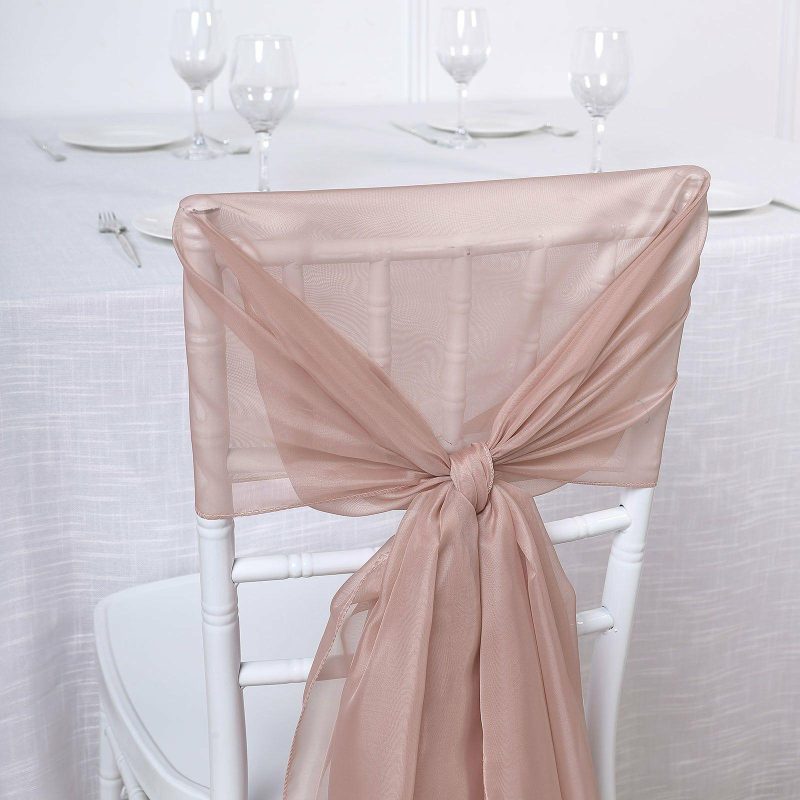 5 Pack Dusty Rose DIY Premium Designer Chiffon Chair Sashes 22″ x 78″  |   Organza & Chiffon Chair Sashes Dusty rose