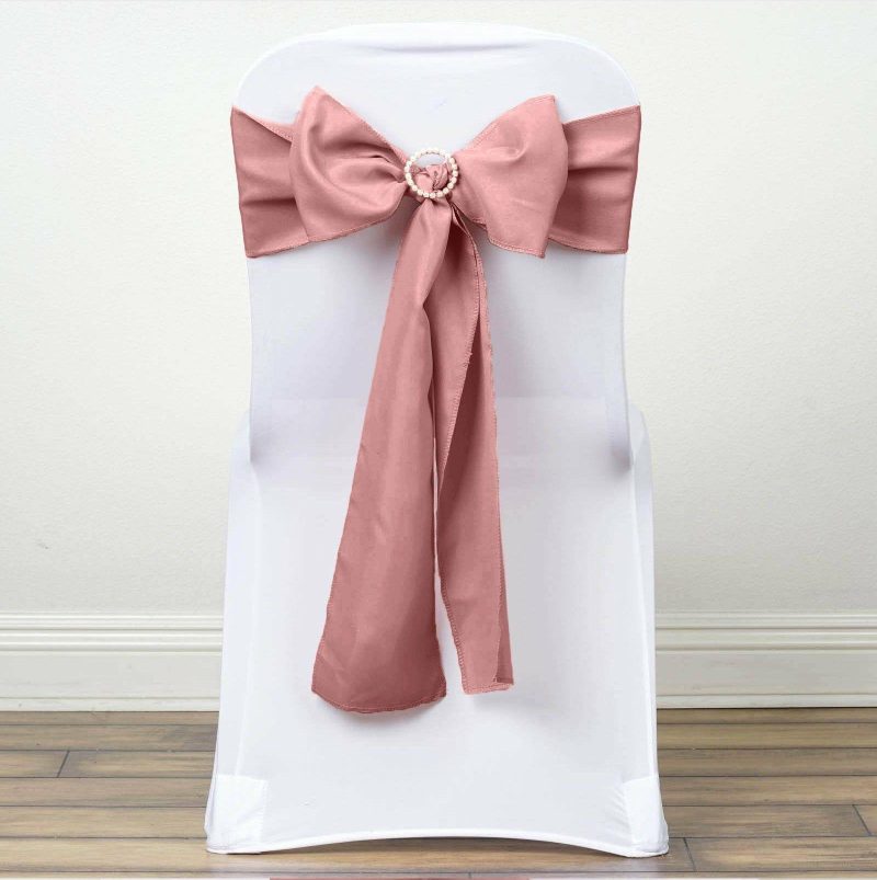 5 Pack Dusty Rose Polyester Chair Sashes 6″x108″  |   Polyester Chair Sashes Dusty rose