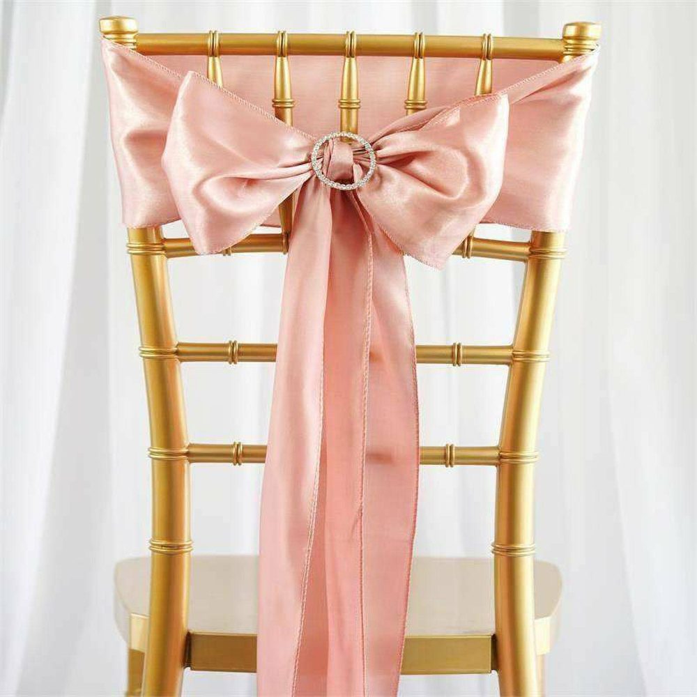 5 Pack Dusty Rose Satin Chair Sashes 6″x106″  |   Satin & Taffeta Chair Sashes Dusty rose/Rose quartz