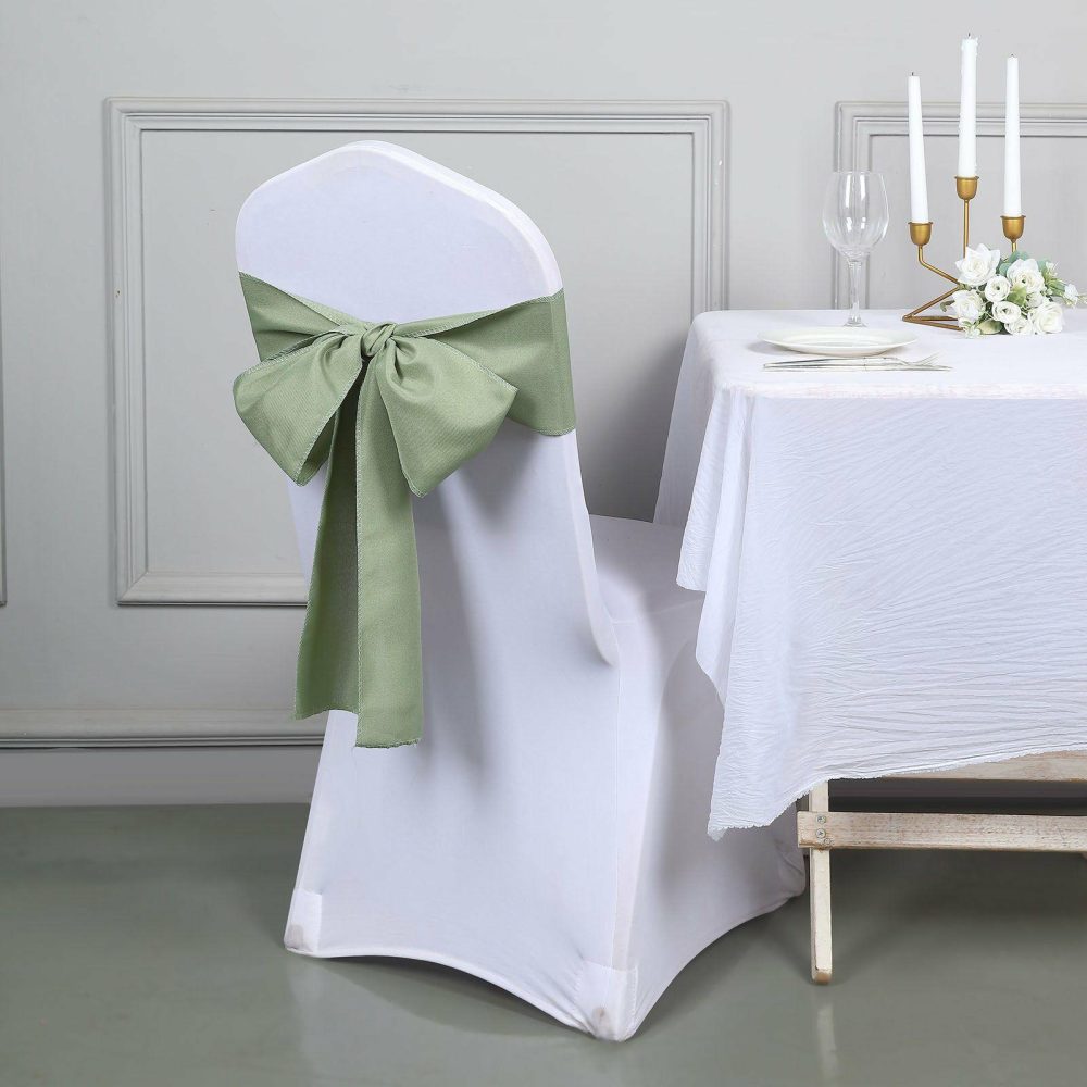 5 Pack Dusty Sage Green Polyester Chair Sashes 6″x108″  |   Polyester Chair Sashes Dusty Sage Green