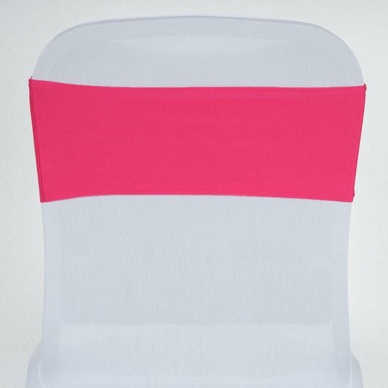 5 Pack Fuchsia Spandex Stretch Chair Sashes Bands Heavy Duty with Two Ply Spandex – 5″x12″  |   Spandex Fitted Chair Sashes Fuchsia