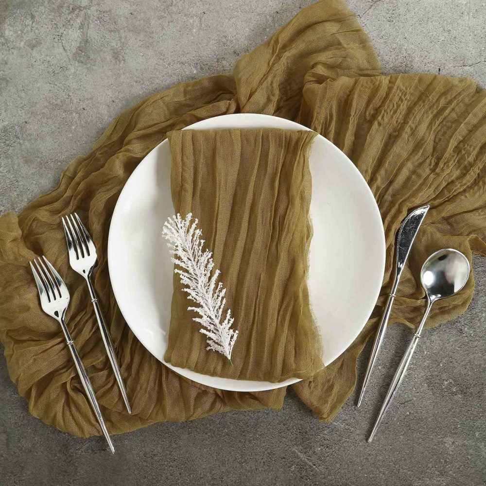 5 Pack Gold Gauze Cheesecloth Boho Dinner Napkins 24″x19″  |   Gauze Cheesecloth Cloth Napkins Gauze Cheesecloth