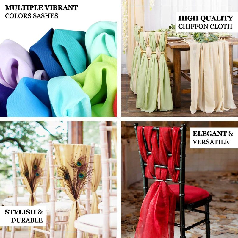 5 Pack Hunter Emerald Green DIY Premium Designer Chiffon Chair Sashes 22″ x 78″  |   Organza & Chiffon Chair Sashes Hunter Emerald Green