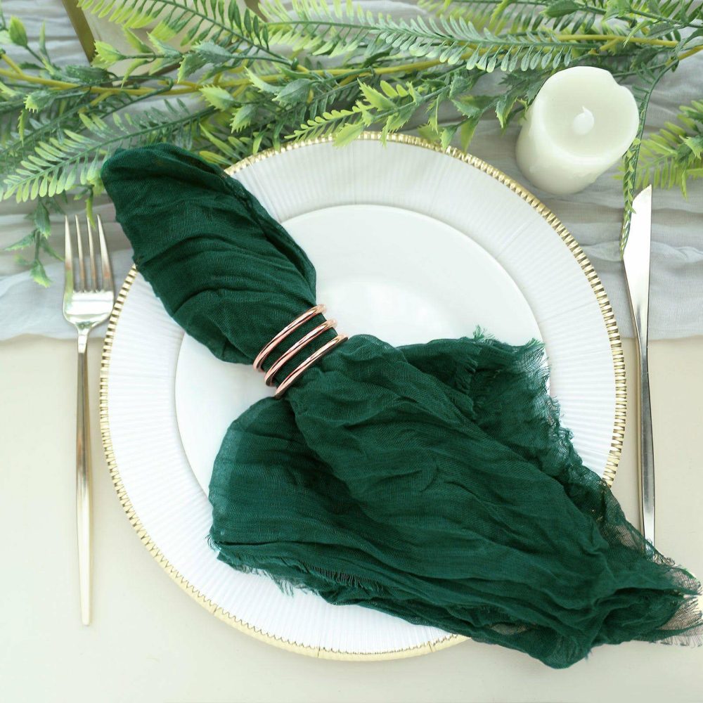 5 Pack Hunter Emerald Green Gauze Cheesecloth Boho Dinner Napkins 24″x19″  |   Gauze Cheesecloth Cloth Napkins Gauze Cheesecloth