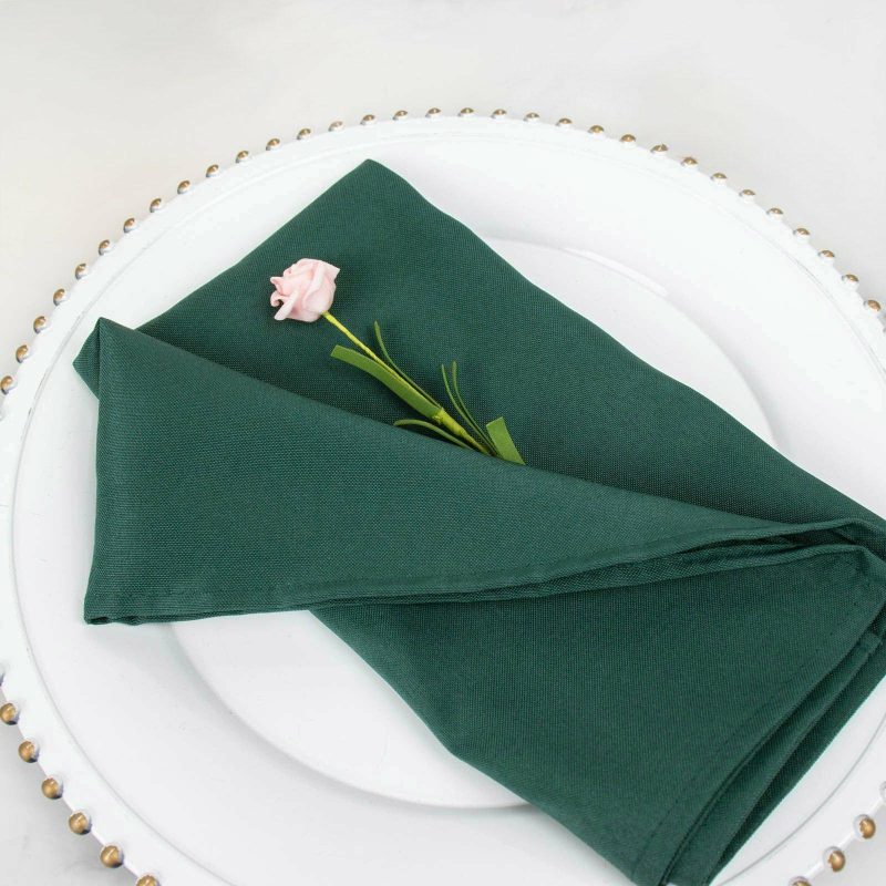 5 Pack Hunter Emerald Green Premium Polyester Dinner Napkins, Seamless Cloth Napkins 220GSM 20″x20″  |   Polyester Cloth Napkins Hunter Emerald Green