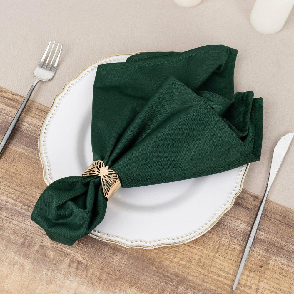 5 Pack Hunter Emerald Green Premium Scuba Cloth Napkins, Wrinkle-Free Reusable Dinner Napkins – 20″x20″  |   Polyester Cloth Napkins Hunter Emerald Green