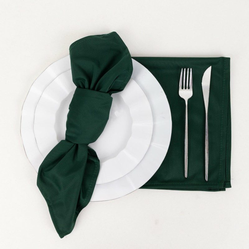 5 Pack Hunter Emerald Green Premium Scuba Cloth Napkins, Wrinkle-Free Reusable Dinner Napkins – 20″x20″  |   Polyester Cloth Napkins Hunter Emerald Green