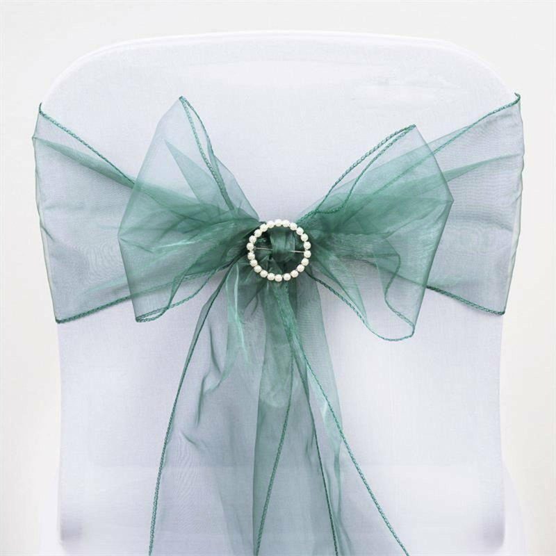 5 Pack Hunter Emerald Green Sheer Organza Chair Sashes 6″x108″  |   Organza & Chiffon Chair Sashes Hunter Emerald Green