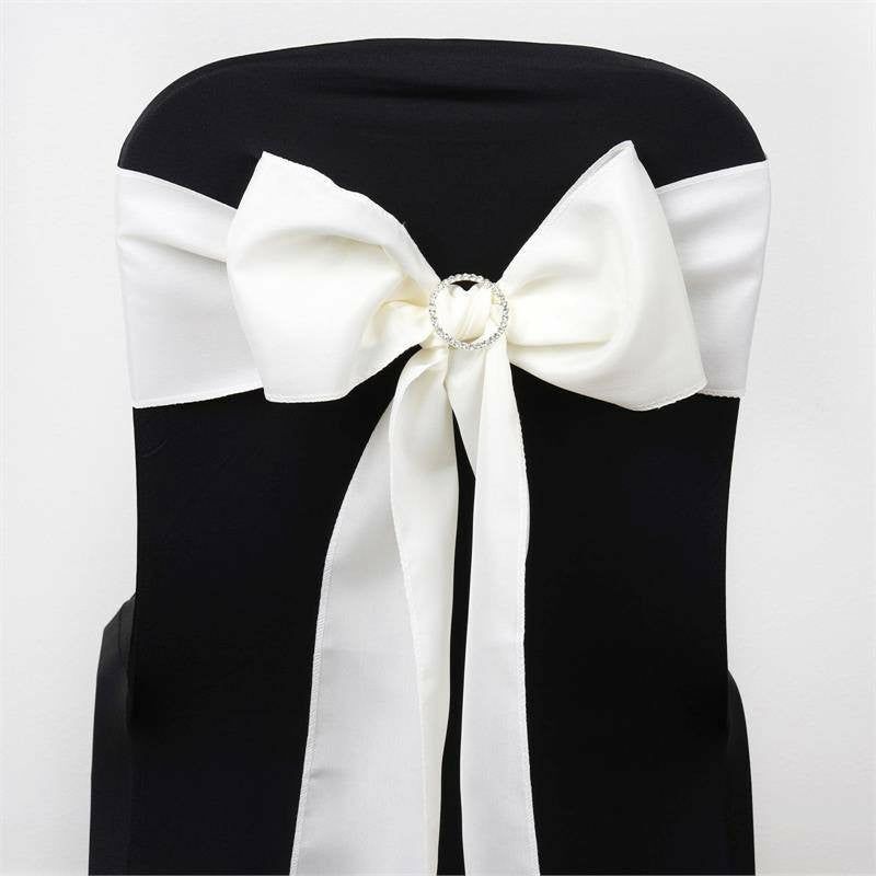 5 Pack Ivory Polyester Chair Sashes 6″x108″  |   Polyester Chair Sashes Ivory