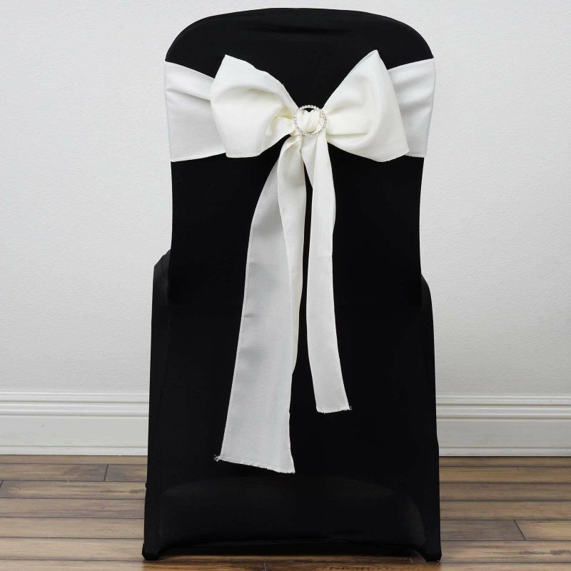 5 Pack Ivory Polyester Chair Sashes 6″x108″  |   Polyester Chair Sashes Ivory