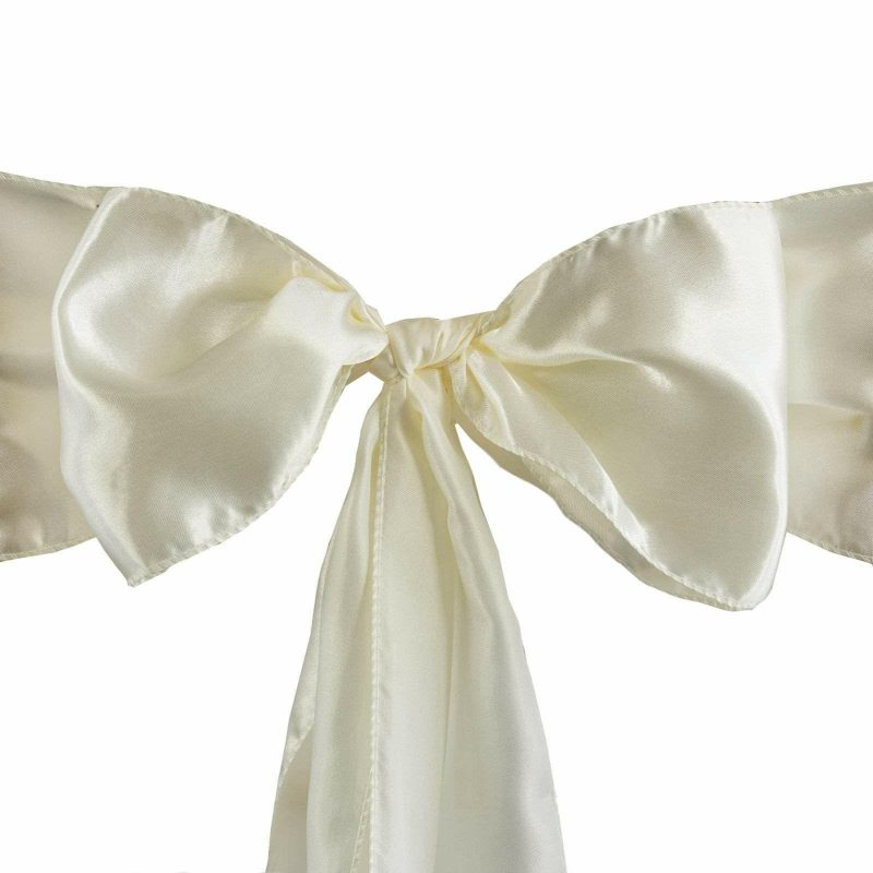 5 Pack Ivory Satin Chair Sashes 6″x106″  |   Satin & Taffeta Chair Sashes Ivory