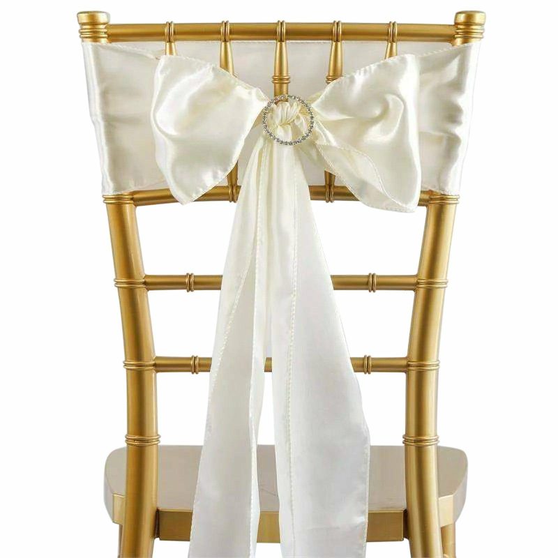 5 Pack Ivory Satin Chair Sashes 6″x106″  |   Satin & Taffeta Chair Sashes Ivory