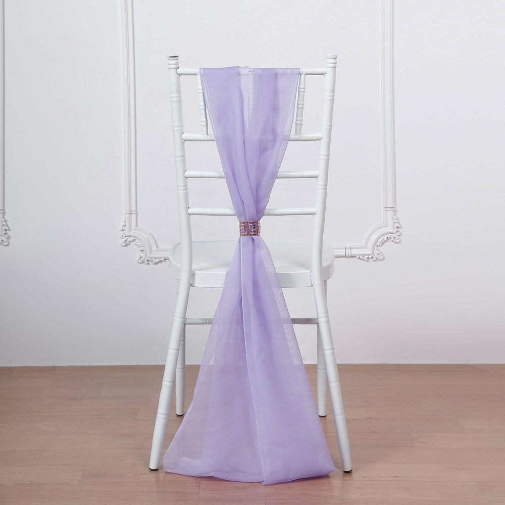 5 Pack Lavender Lilac DIY Premium Designer Chiffon Chair Sashes 22″ x 78″  |   Organza & Chiffon Chair Sashes Lavender Lilac