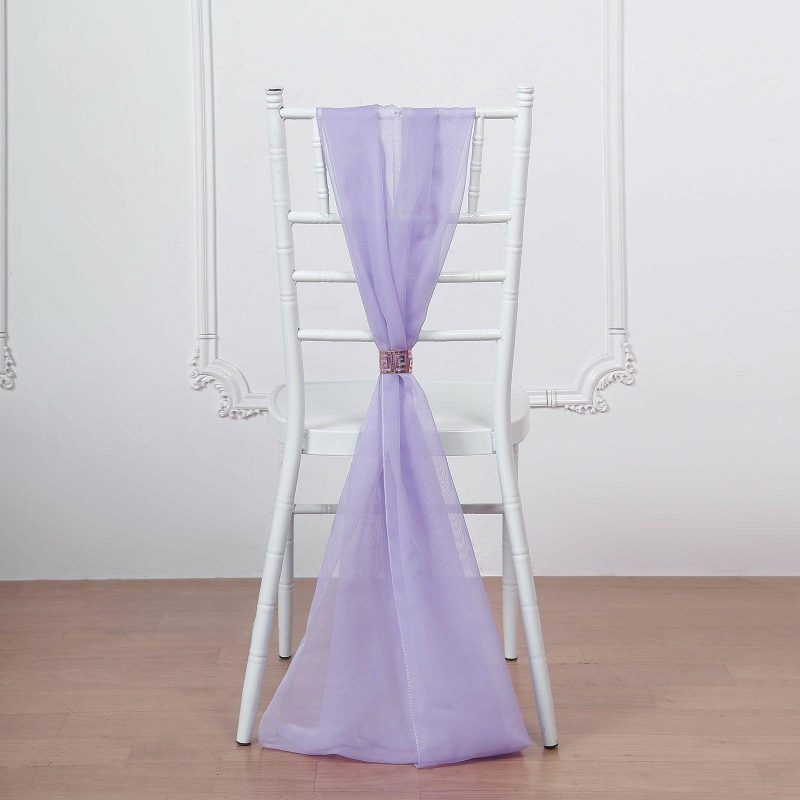 5 Pack Lavender Lilac DIY Premium Designer Chiffon Chair Sashes 22″ x 78″  |   Organza & Chiffon Chair Sashes Lavender Lilac