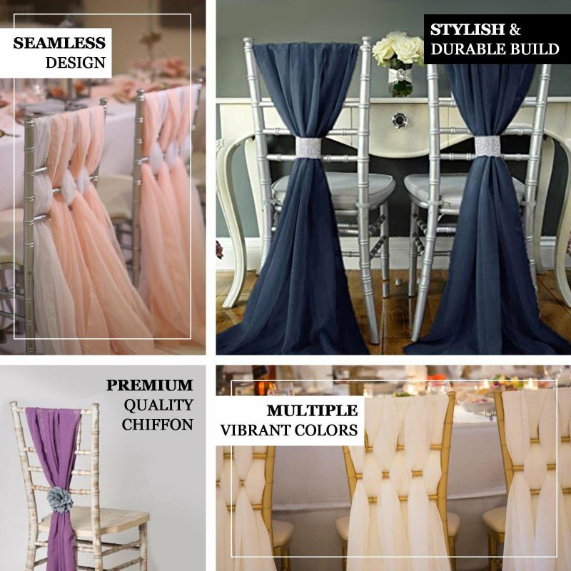 5 Pack Lavender Lilac DIY Premium Designer Chiffon Chair Sashes 22″ x 78″  |   Organza & Chiffon Chair Sashes Lavender Lilac