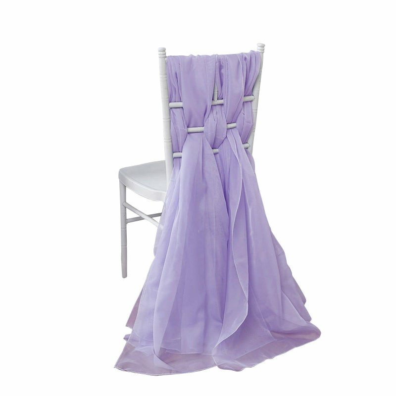 5 Pack Lavender Lilac DIY Premium Designer Chiffon Chair Sashes 22″ x 78″  |   Organza & Chiffon Chair Sashes Lavender Lilac