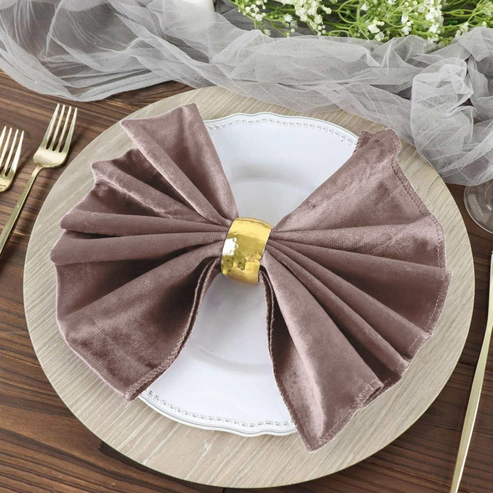 5 Pack Mauve Premium Sheen Finish Velvet Cloth Dinner Napkins 20″x20″  |   Velvet & Flocking Cloth Napkins Mauve