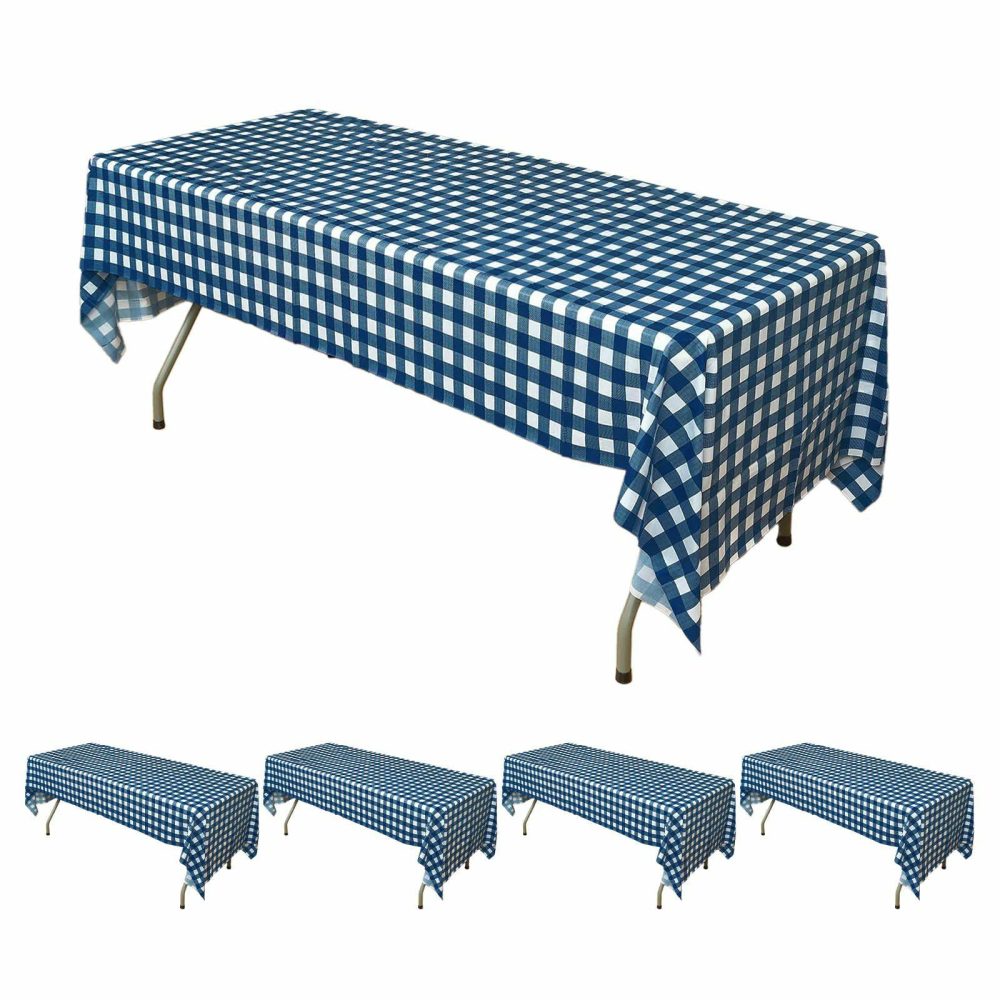 5 Pack Navy Blue Checkered Rectangle Plastic Table Covers, 54″x108″ PVC Waterproof Disposable Tablecloths  |   Disposable Tablecloth Disposable Tablecloth Disposable Tablecloth