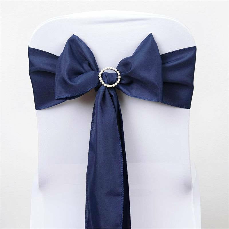 5 Pack Navy Blue Polyester Chair Sashes 6″x108″  |   Polyester Chair Sashes Navy blue