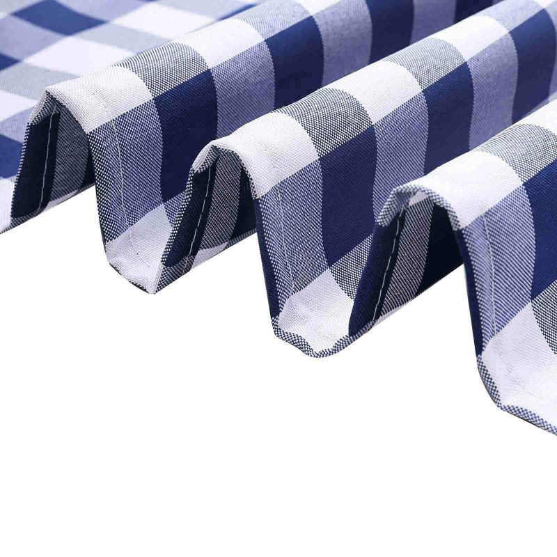 5 Pack Navy Blue/White Buffalo Plaid Cloth Dinner Napkins, Gingham Style 15″x15″  |   Polyester Cloth Napkins Navy blue