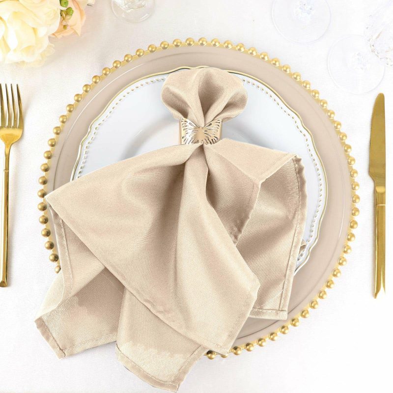 5 Pack Nude Seamless Cloth Dinner Napkins, Reusable Linen 20″x20″  |   Polyester Cloth Napkins Nude