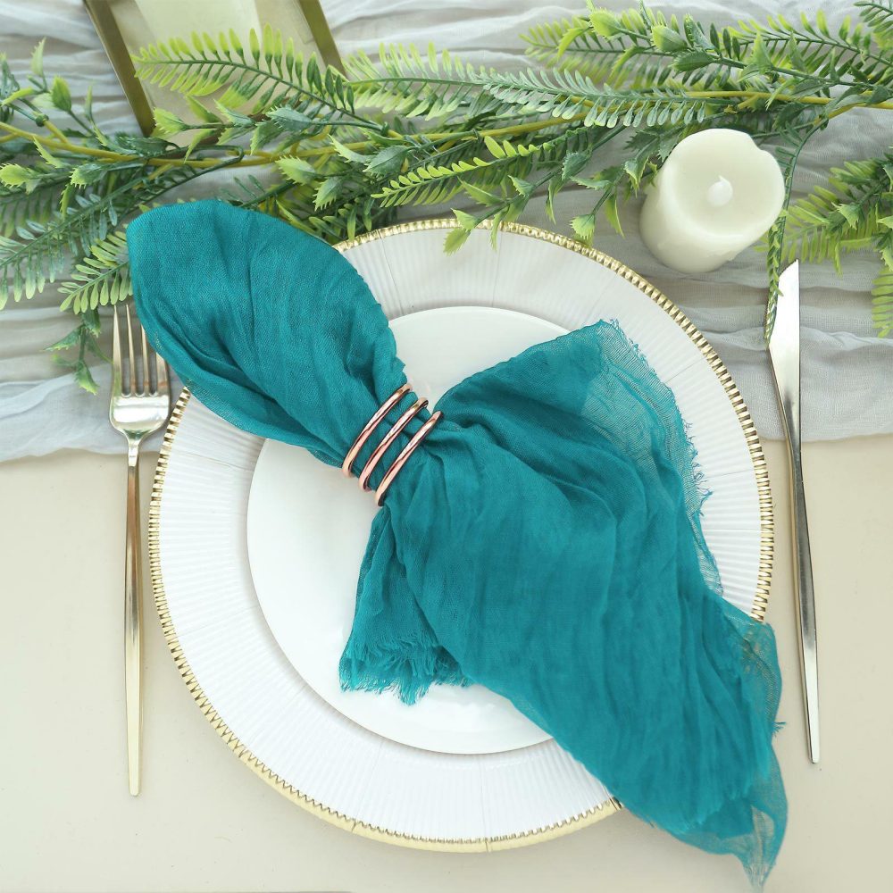 5 Pack Peacock Teal Gauze Cheesecloth Boho Dinner Napkins 24″x19″  |   Gauze Cheesecloth Cloth Napkins Gauze Cheesecloth