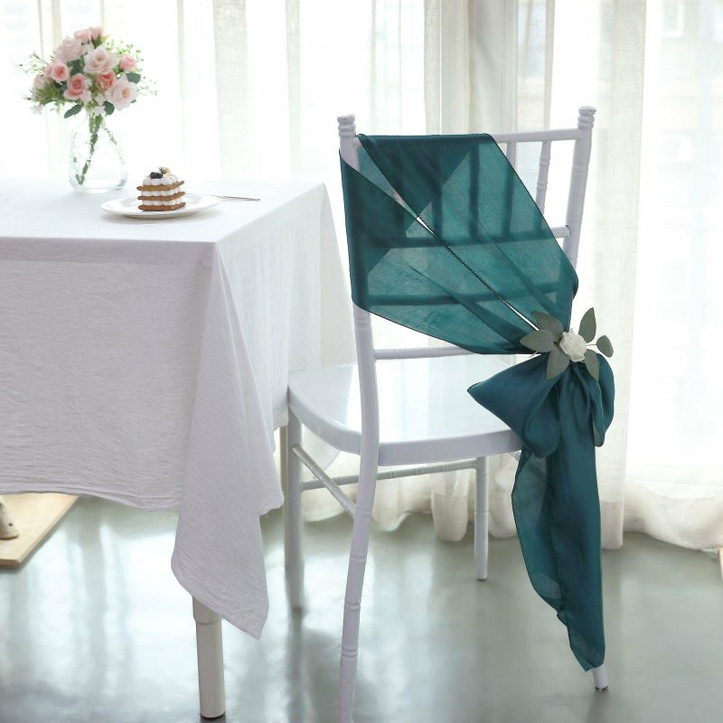 5 Pack Peacock Teal Satin Chair Sashes 6″x106″  |   Satin & Taffeta Chair Sashes Peacock Teal