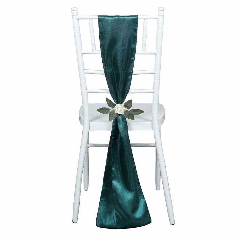 5 Pack Peacock Teal Satin Chair Sashes 6″x106″  |   Satin & Taffeta Chair Sashes Peacock Teal